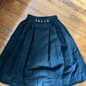 vintage black donegal wool aline cottagecore skirt!!!!